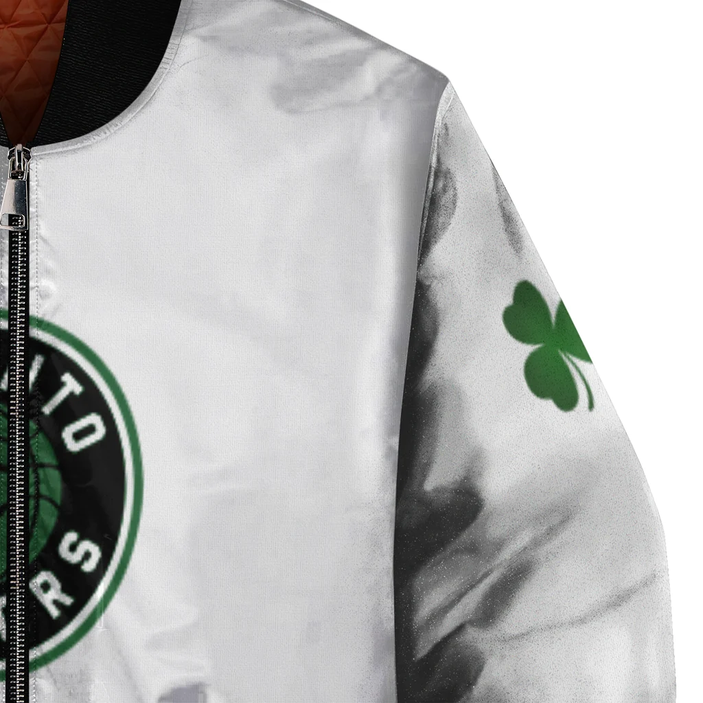 toronto raptors clover pattern print white green bomber jacket premium grade toronto raptors clover pattern print white green bomber jacket premium grade