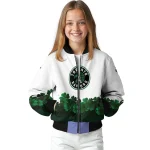 toronto raptors clover pattern print white green bomber jacket best selling