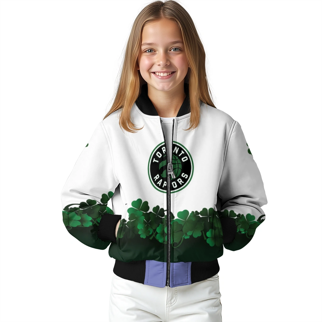 toronto raptors clover pattern print white green bomber jacket top rated toronto raptors clover pattern print white green bomber jacket top rated