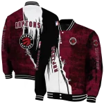toronto raptors edgy scratch effect red black varsity jacket best selling