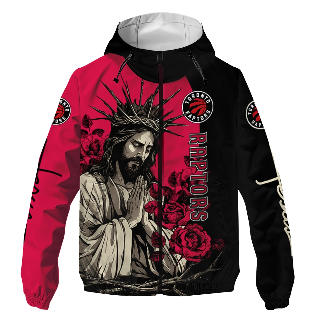 toronto raptors jesus roses red black windbreaker jacket best selling toronto raptors jesus roses red black windbreaker jacket best selling