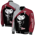 troy trojans edgy mask red black varsity jacket best selling