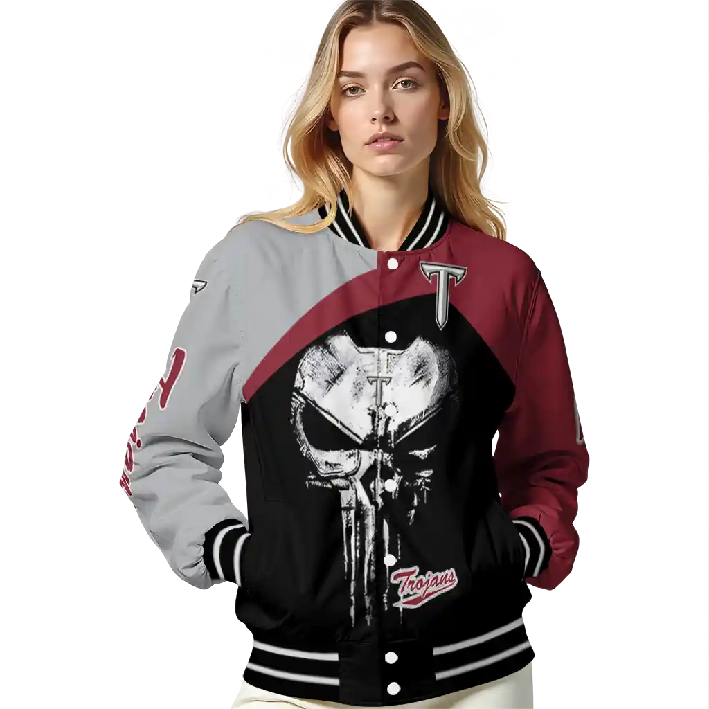 troy trojans edgy mask red black varsity jacket latest model troy trojans edgy mask red black varsity jacket latest model