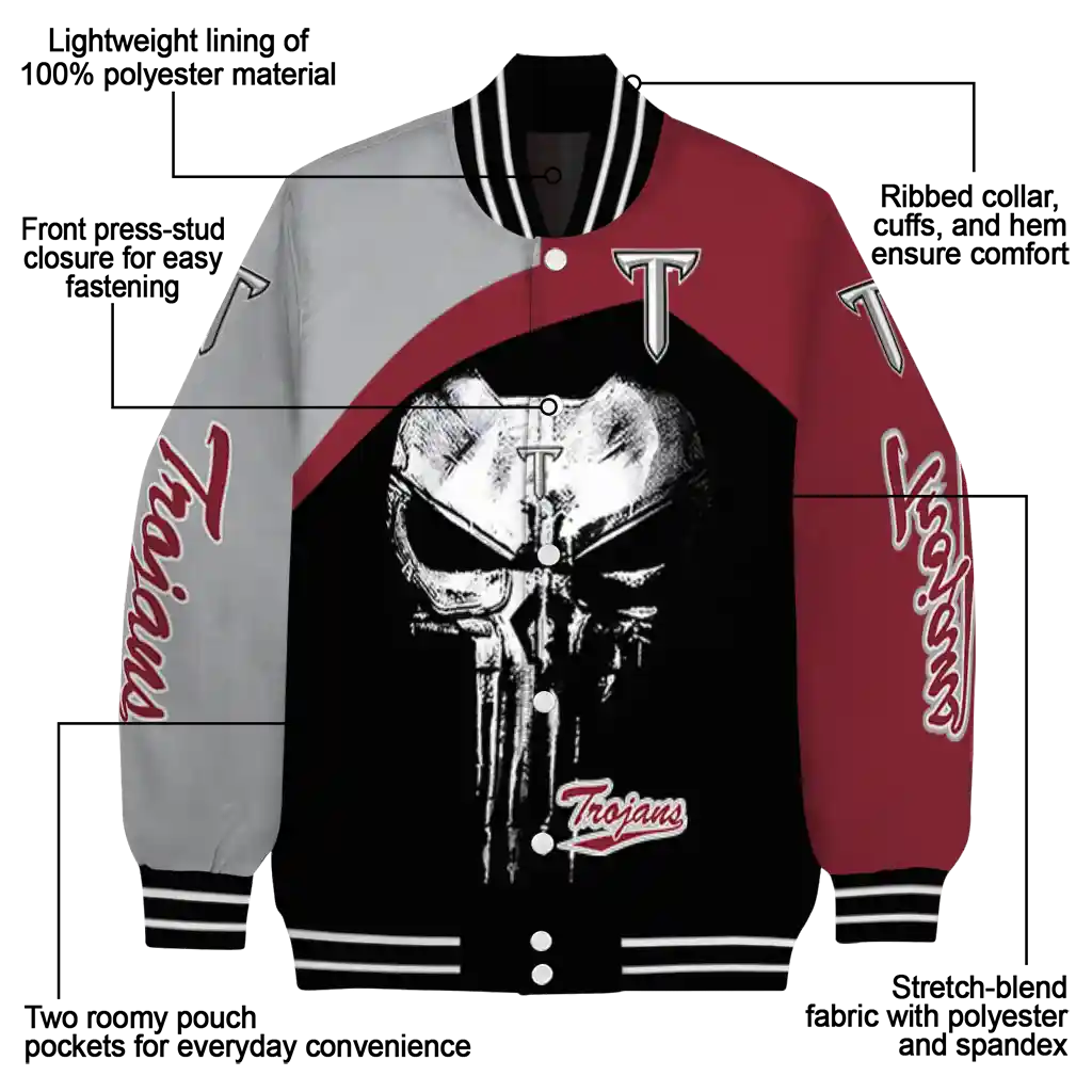 troy trojans edgy mask red black varsity jacket new arrival troy trojans edgy mask red black varsity jacket new arrival