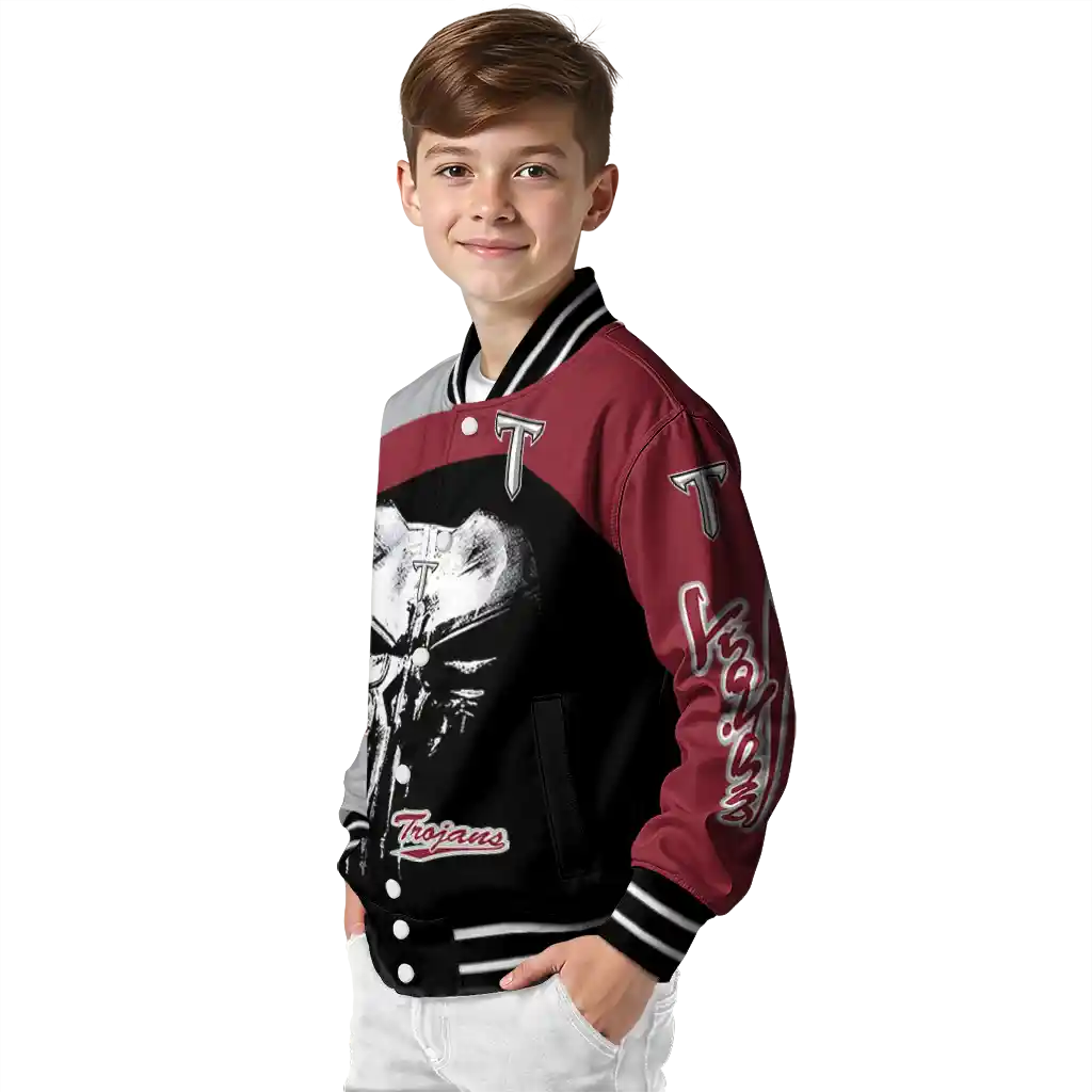 troy trojans edgy mask red black varsity jacket trendy troy trojans edgy mask red black varsity jacket trendy