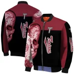 troy trojans intricate skull red black bomber jacket best selling