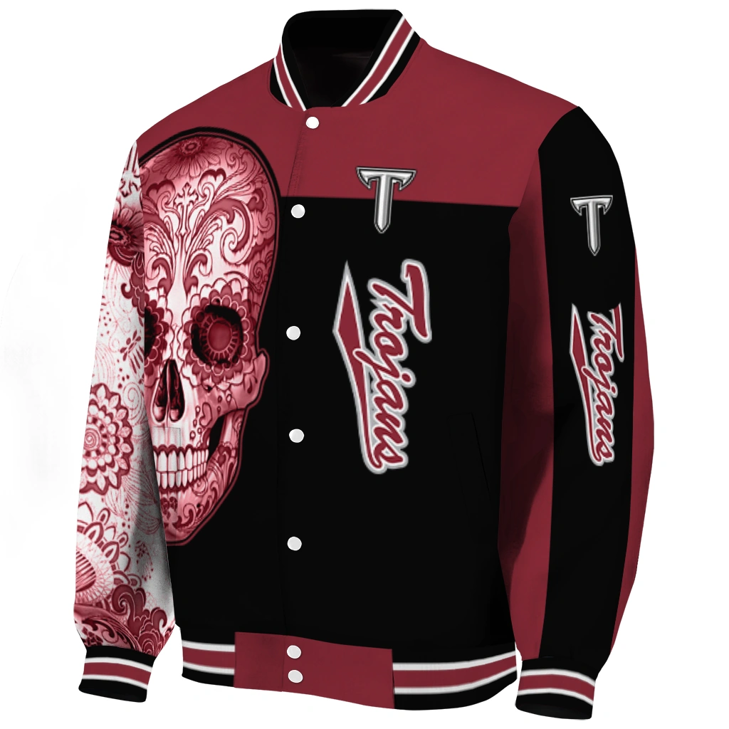 troy trojans intricate skull red black varsity jacket best selling troy trojans intricate skull red black varsity jacket best selling
