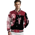 troy trojans intricate skull red black varsity jacket best selling