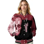 troy trojans intricate skull red black varsity jacket best selling