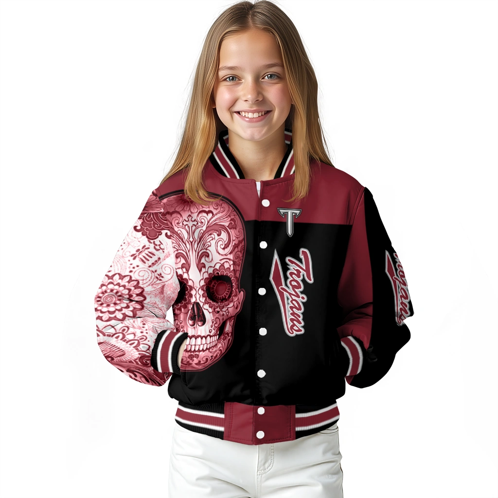 troy trojans intricate skull red black varsity jacket top rated troy trojans intricate skull red black varsity jacket top rated