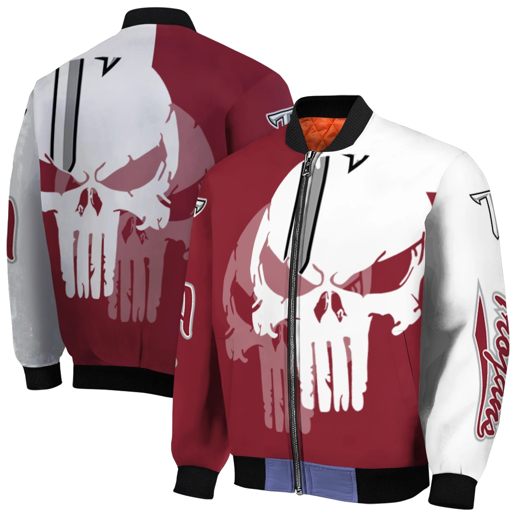 troy trojans skull outline red white bomber jacket best selling troy trojans skull outline red white bomber jacket best selling