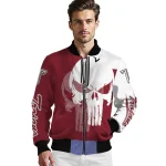 troy trojans skull outline red white bomber jacket best selling