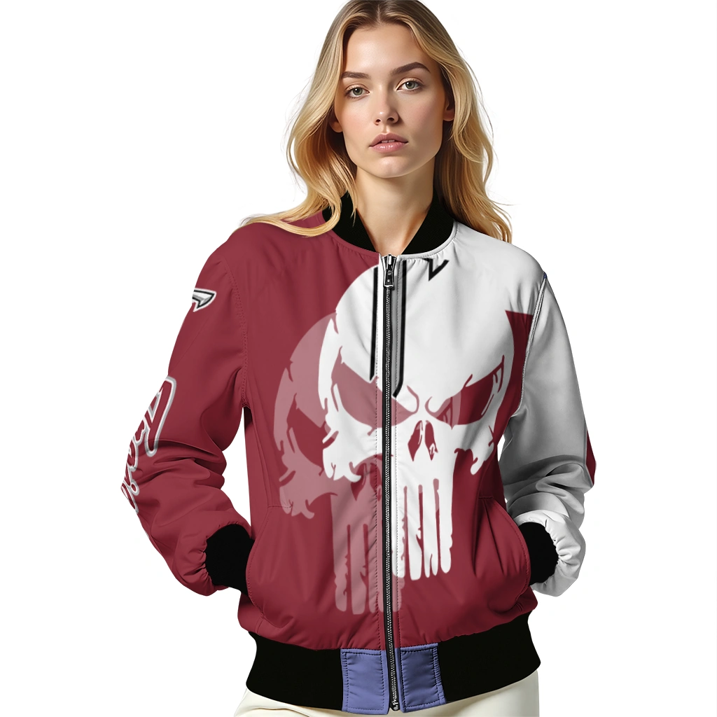 troy trojans skull outline red white bomber jacket latest model troy trojans skull outline red white bomber jacket latest model