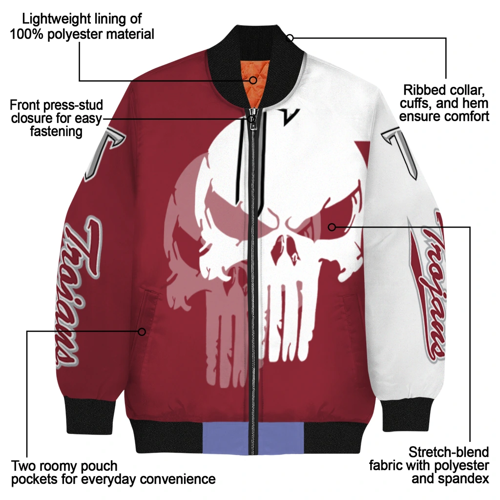 troy trojans skull outline red white bomber jacket new arrival troy trojans skull outline red white bomber jacket new arrival
