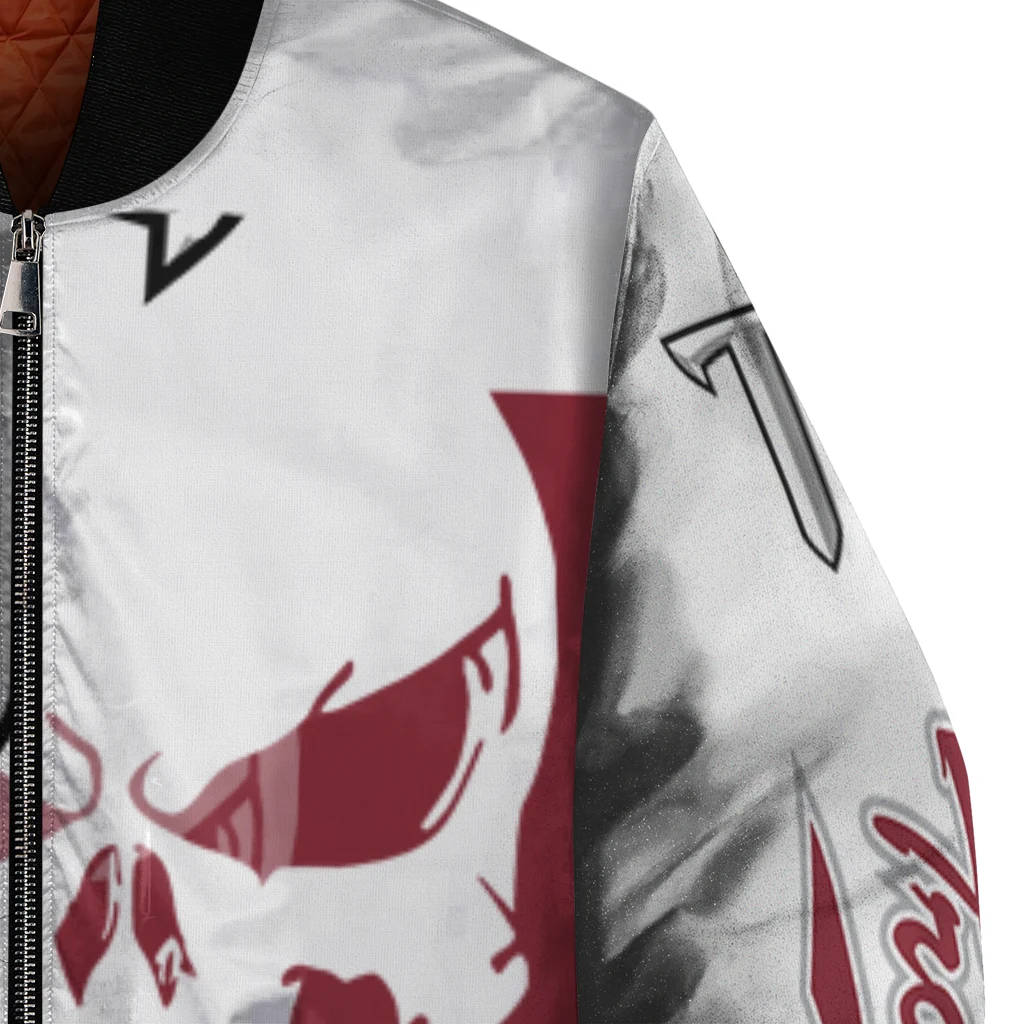 troy trojans skull outline red white bomber jacket premium grade troy trojans skull outline red white bomber jacket premium grade