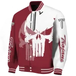 troy trojans skull outline red white varsity jacket best selling
