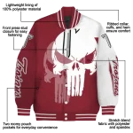 troy trojans skull outline red white varsity jacket best selling