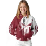 troy trojans skull outline red white varsity jacket best selling