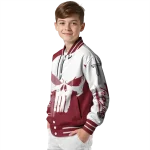 troy trojans skull outline red white varsity jacket best selling