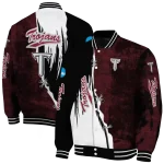 troy trojans torn texture print red black varsity jacket best selling