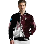 troy trojans torn texture print red black varsity jacket best selling