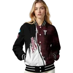troy trojans torn texture print red black varsity jacket best selling