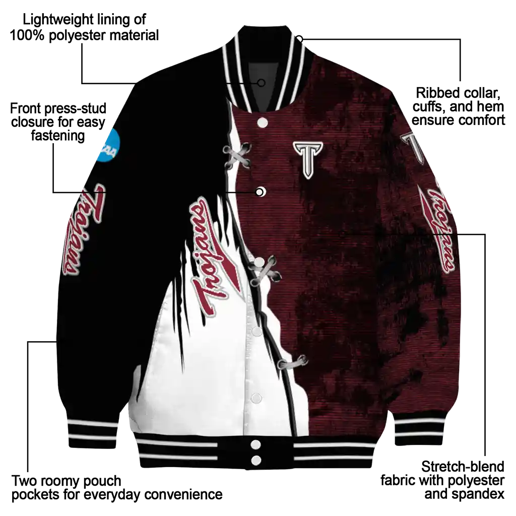 troy trojans torn texture print red black varsity jacket new arrival troy trojans torn texture print red black varsity jacket new arrival