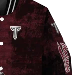 troy trojans torn texture print red black varsity jacket best selling