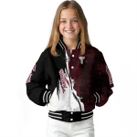 troy trojans torn texture print red black varsity jacket best selling