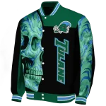 tulane green wave fire skull green black varsity jacket best selling