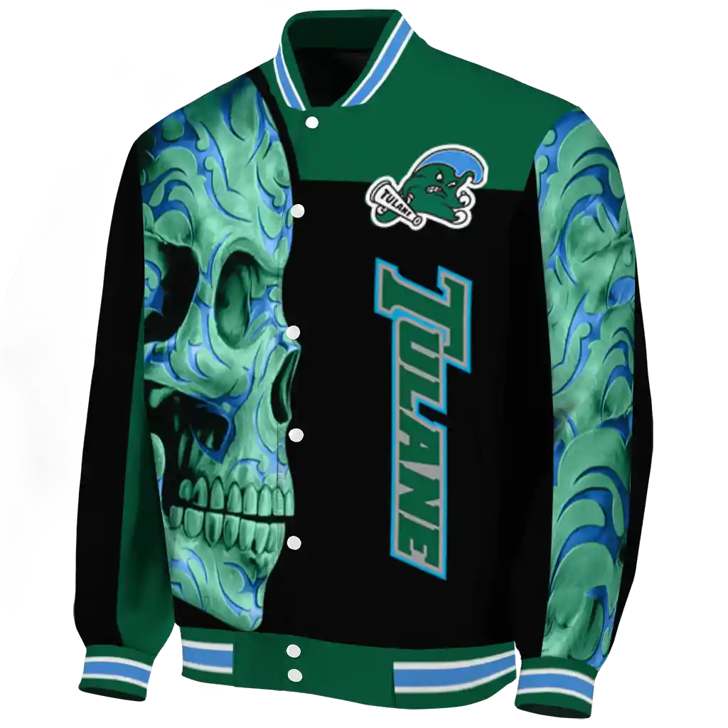 tulane green wave fire skull green black varsity jacket best selling tulane green wave fire skull green black varsity jacket best selling