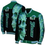 tulane green wave fire skull green black varsity jacket best selling