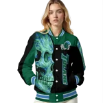 tulane green wave fire skull green black varsity jacket best selling