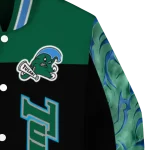 tulane green wave fire skull green black varsity jacket best selling