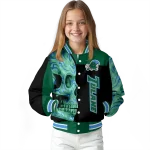 tulane green wave fire skull green black varsity jacket best selling