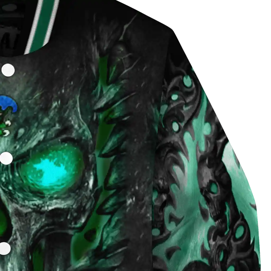 tulane green wave inferno skull green black varsity jacket premium grade tulane green wave inferno skull green black varsity jacket premium grade