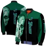 tulane green wave intricate skull green black bomber jacket best selling