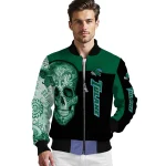 tulane green wave intricate skull green black bomber jacket best selling