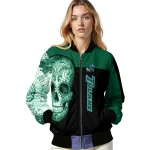 tulane green wave intricate skull green black bomber jacket best selling