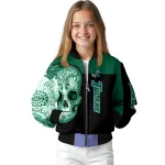 tulane green wave intricate skull green black bomber jacket best selling