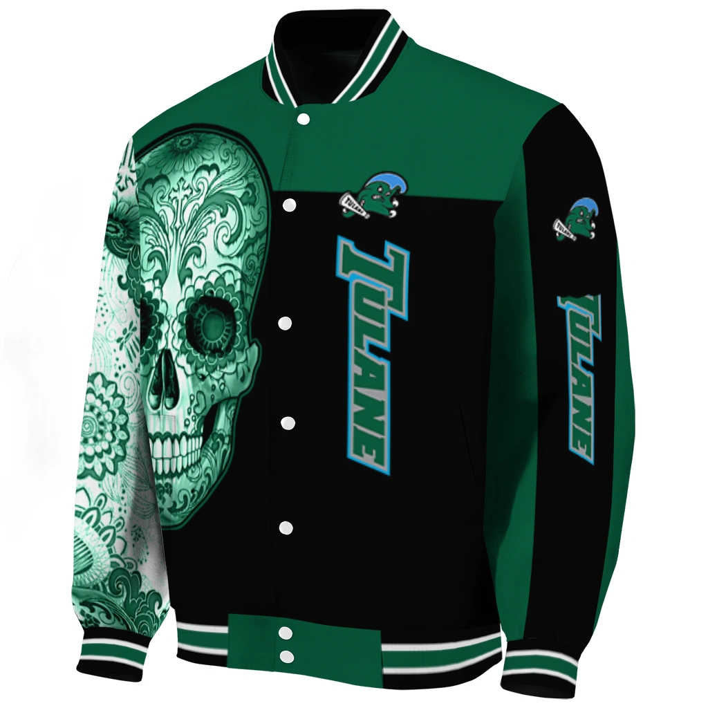 tulane green wave intricate skull green black varsity jacket best selling tulane green wave intricate skull green black varsity jacket best selling