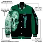 tulane green wave intricate skull green black varsity jacket best selling