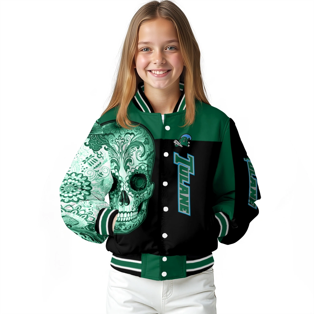 tulane green wave intricate skull green black varsity jacket top rated tulane green wave intricate skull green black varsity jacket top rated