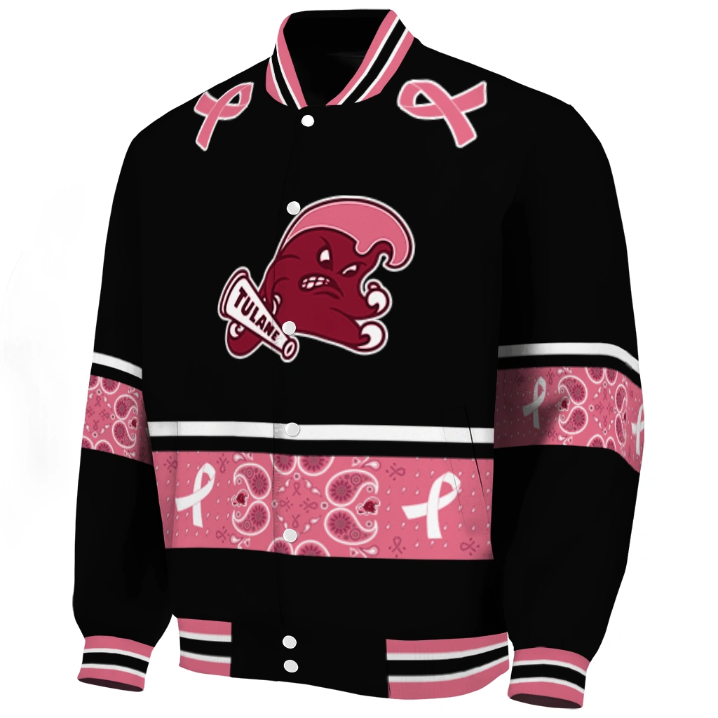 tulane green wave pink ribbon black pink varsity jacket best selling tulane green wave pink ribbon black pink varsity jacket best selling