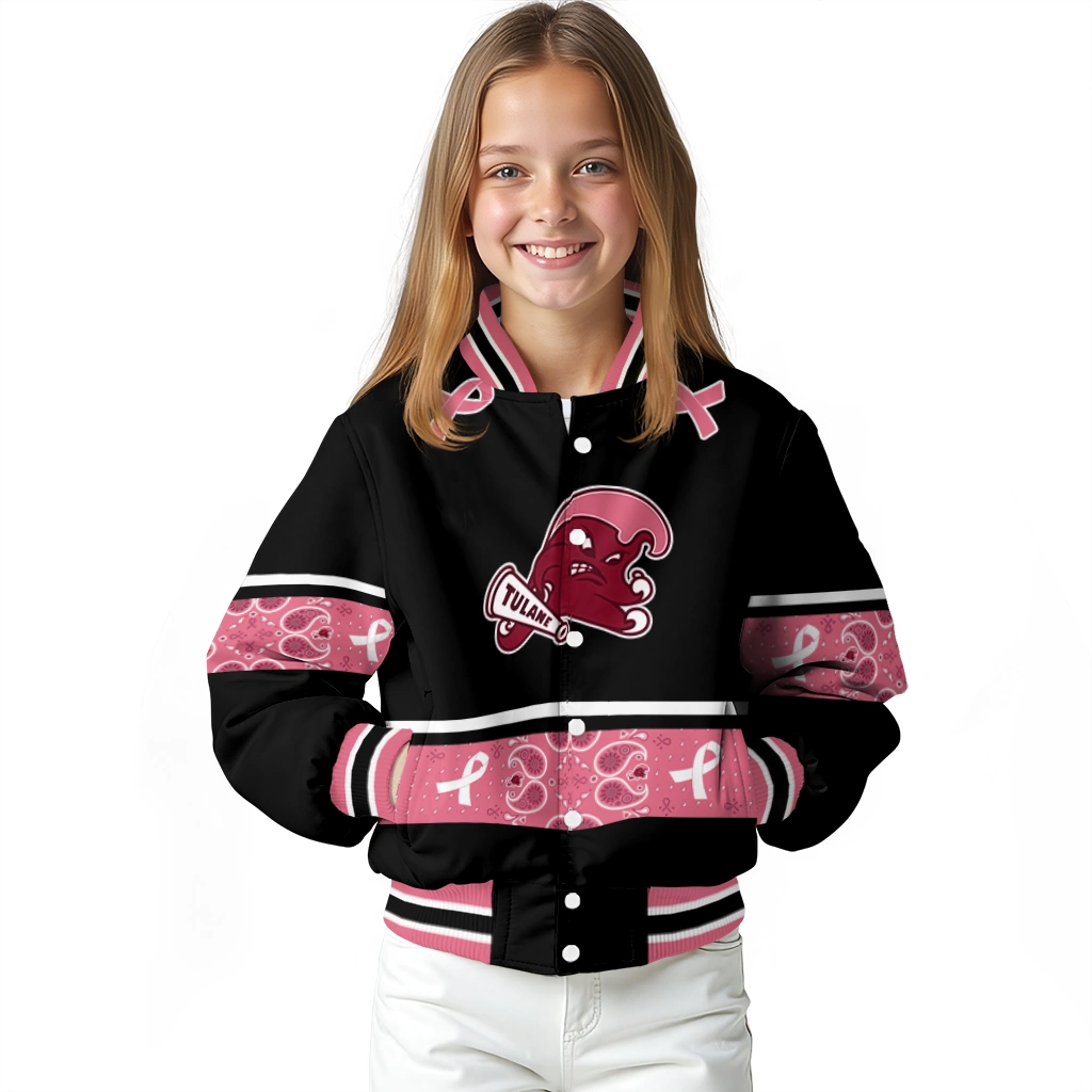 tulane green wave pink ribbon black pink varsity jacket top rated tulane green wave pink ribbon black pink varsity jacket top rated