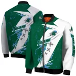 tulane green wave ripped bolt green white bomber jacket best selling