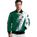 tulane green wave ripped bolt green white bomber jacket best selling