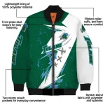 tulane green wave ripped bolt green white bomber jacket best selling