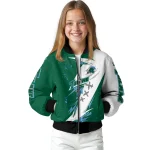 tulane green wave ripped bolt green white bomber jacket best selling