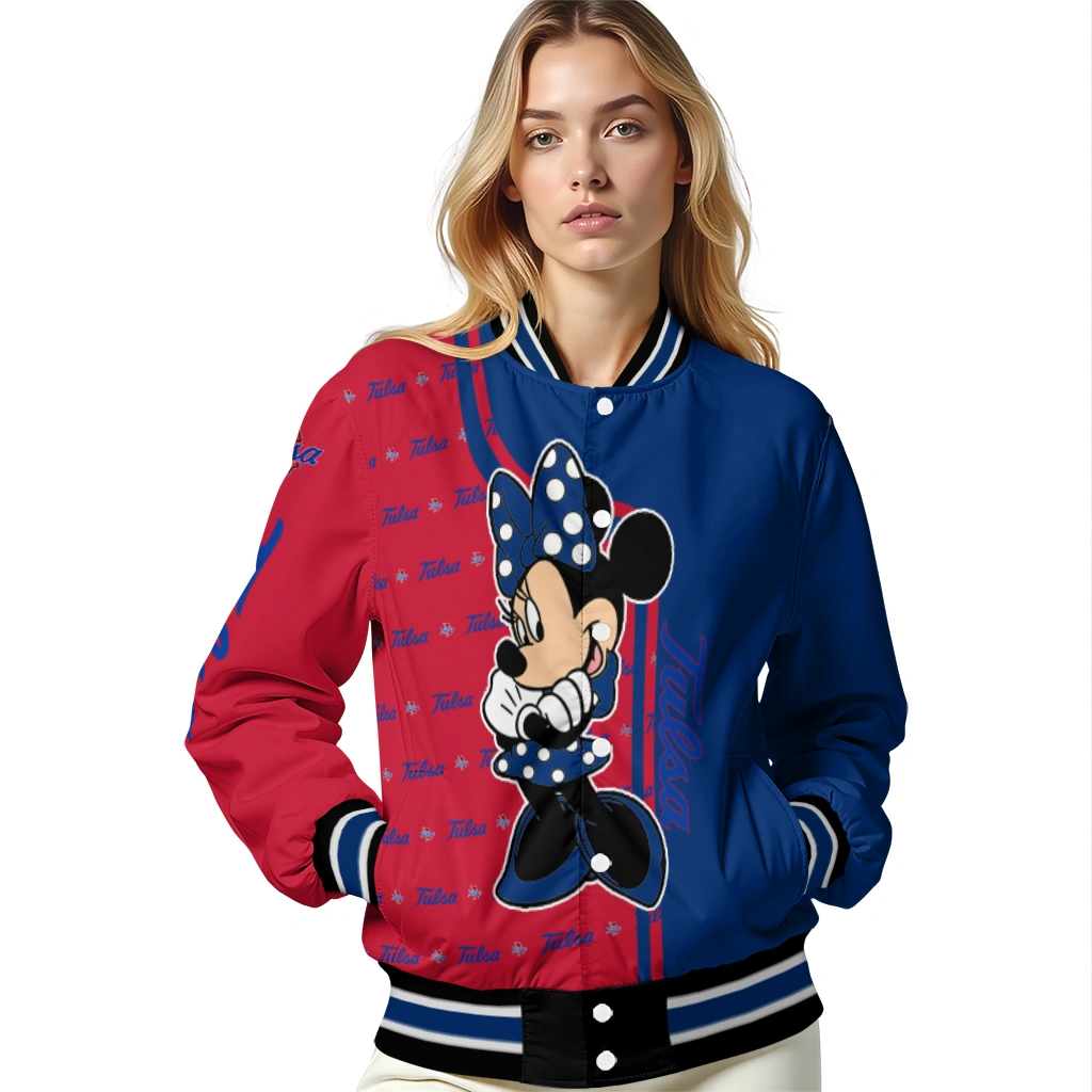 tulsa golden hurricane minnie mouse blue varsity jacket latest model tulsa golden hurricane minnie mouse blue varsity jacket latest model